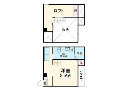 MSSTORY(1K/1階)の間取り写真