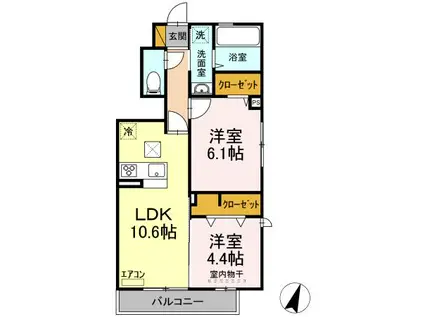 クラーヴォⅡ(2LDK/1階)の間取り写真