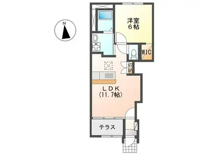 シャンテ(1LDK/1階)の間取り写真
