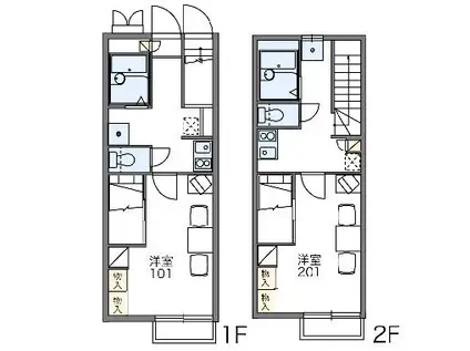 レオパレスRIVER SIDE(1K/2階)の間取り写真