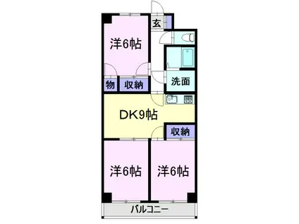 グレイシー高雄(3DK/2階)の間取り写真