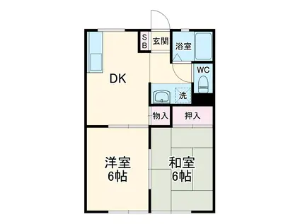 ロイヤルヒルズ(2DK/2階)の間取り写真