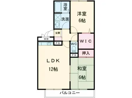 クレストヴィラA棟(2LDK/3階)の間取り写真