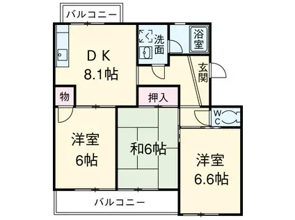 ヴェルドミール江坂 B館(3DK/3階)の間取り写真