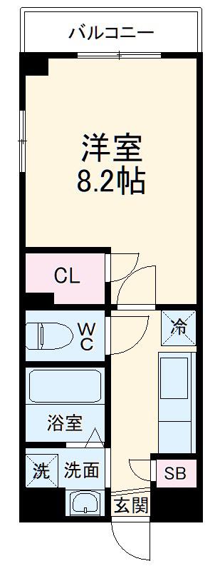 プリズム13番館(1K/4階)の間取り写真