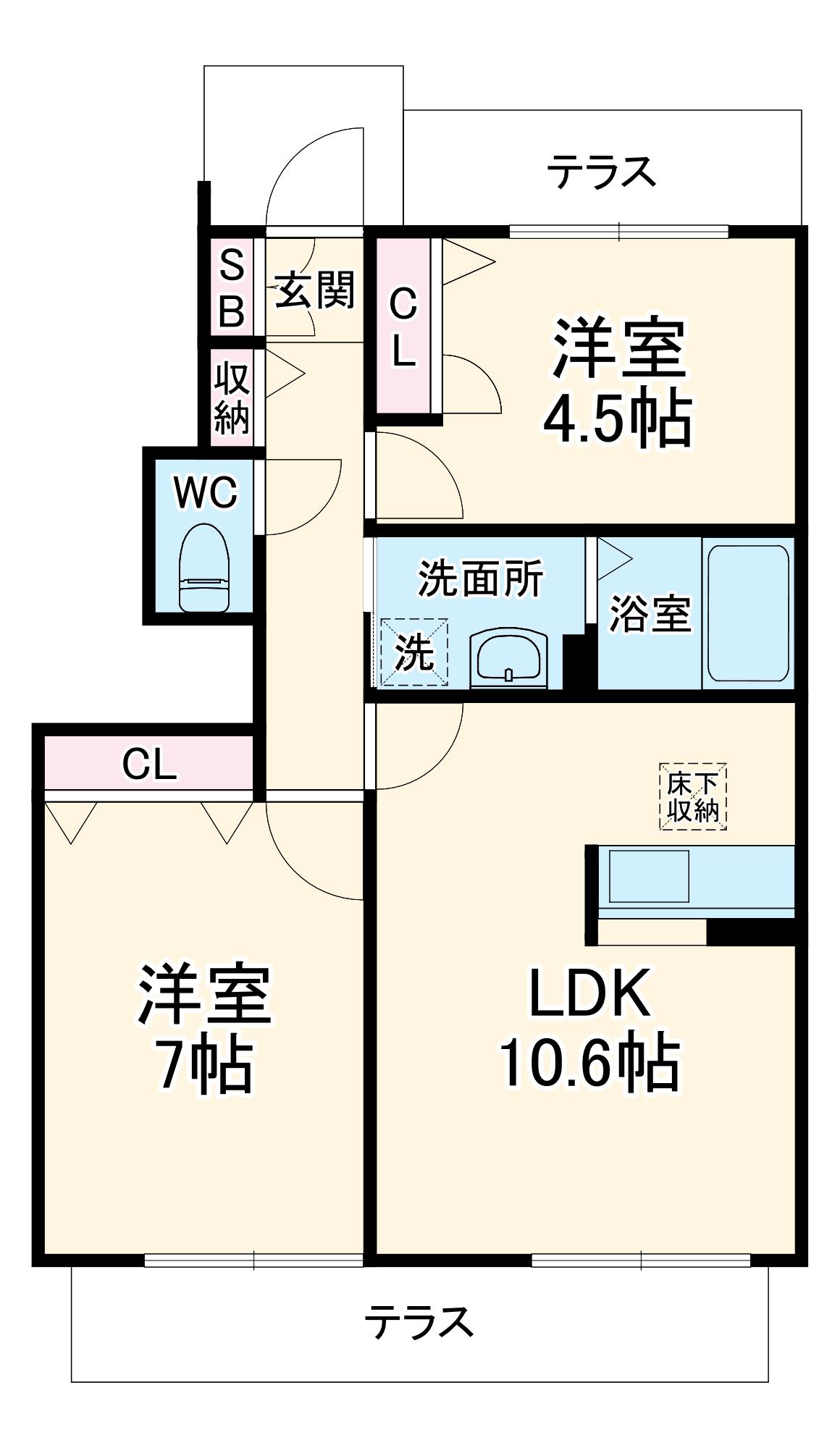 カーサベルデ2番館(2LDK/1階)の間取り写真