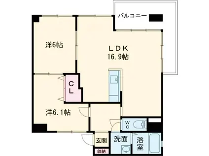カルム竹林(2LDK/1階)の間取り写真