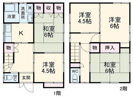 総武・中央緩行線 市川駅 徒歩5分 2階建 築53年(5K)の間取り写真