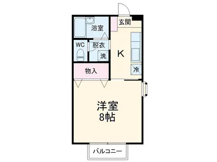 ヴィルヌーブさくら C(1K/2階)の間取り写真