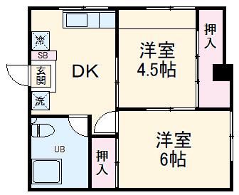 大和ビル院内(2DK/5階)の間取り写真