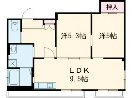 CASA山本(2LDK/3階)の間取り写真