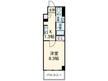 エスティメゾン三軒茶屋Ⅱ(1K/2階)の間取り写真