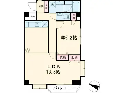 エクセルシア池尻(1LDK/2階)の間取り写真