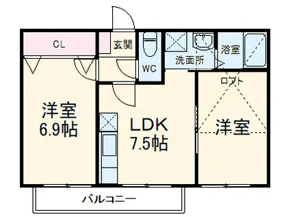 ネイ・フリーデンⅡ(2LDK/2階)の間取り写真