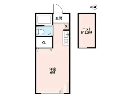 シャトー分梅(ワンルーム/1階)の間取り写真