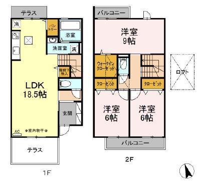 ラディエンス東海岸2(3LDK/1階)の間取り写真