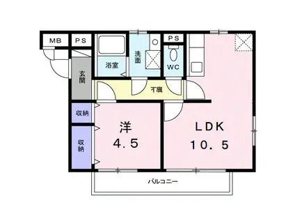 アーバンハイム(1LDK/2階)の間取り写真