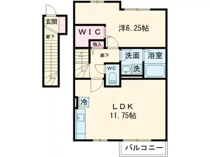 レセンテスパシオ(1LDK/2階)の間取り写真