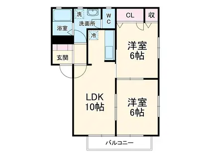 クレール湘南(2LDK/2階)の間取り写真