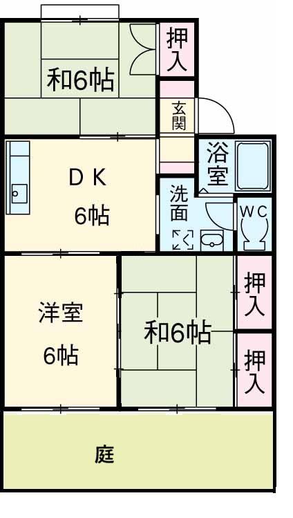 アビタシオンリーヴA(3DK/1階)の間取り写真