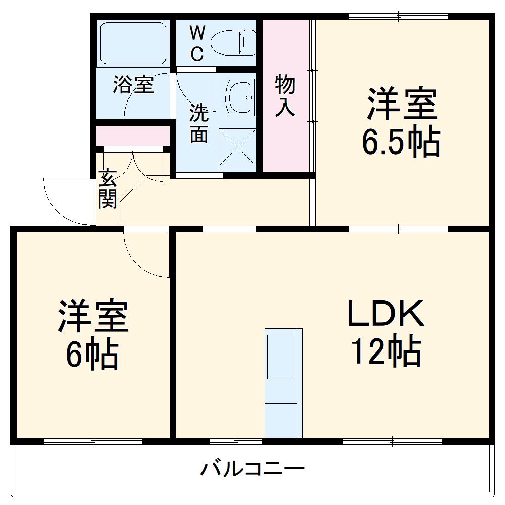 上島マンション(2LDK/3階)の間取り写真