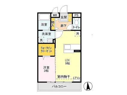 グランメール南台(1DK/1階)の間取り写真