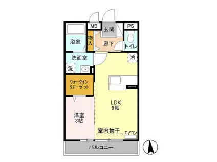 グランメール南台(1LDK/2階)の間取り写真