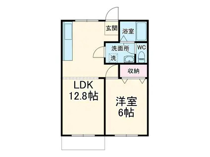 ビラネプチューンA棟(2DK/1階)の間取り写真