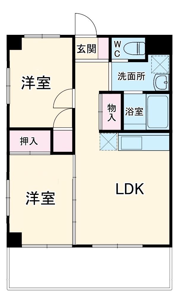 プラージュ琉希(2LDK/3階)の間取り写真