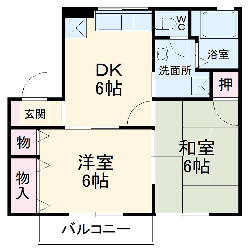 エリオッティ(2DK/1階)の間取り写真