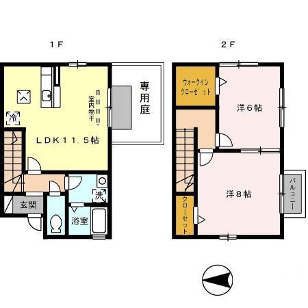 名古屋市名港線 日比野駅(名古屋市営) 徒歩8分 2階建 築17年(2LDK)の間取り写真