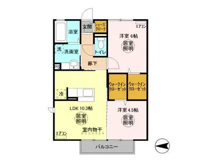 カーサR・T C(2LDK/2階)の間取り写真