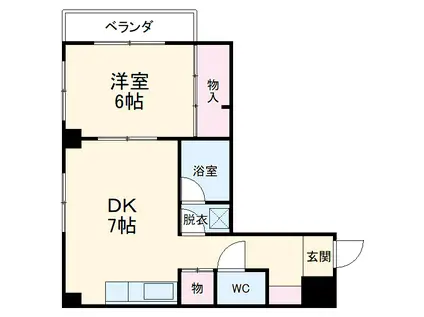 アベニュービル(1DK/4階)の間取り写真