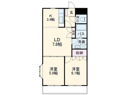 アメニティーA(2LDK/1階)の間取り写真