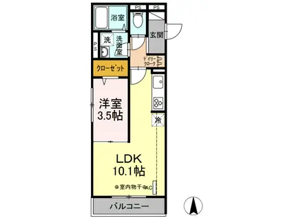 D-ROOM浜町(1LDK/2階)の間取り写真