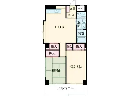 エスペラント・F(2LDK/5階)の間取り写真