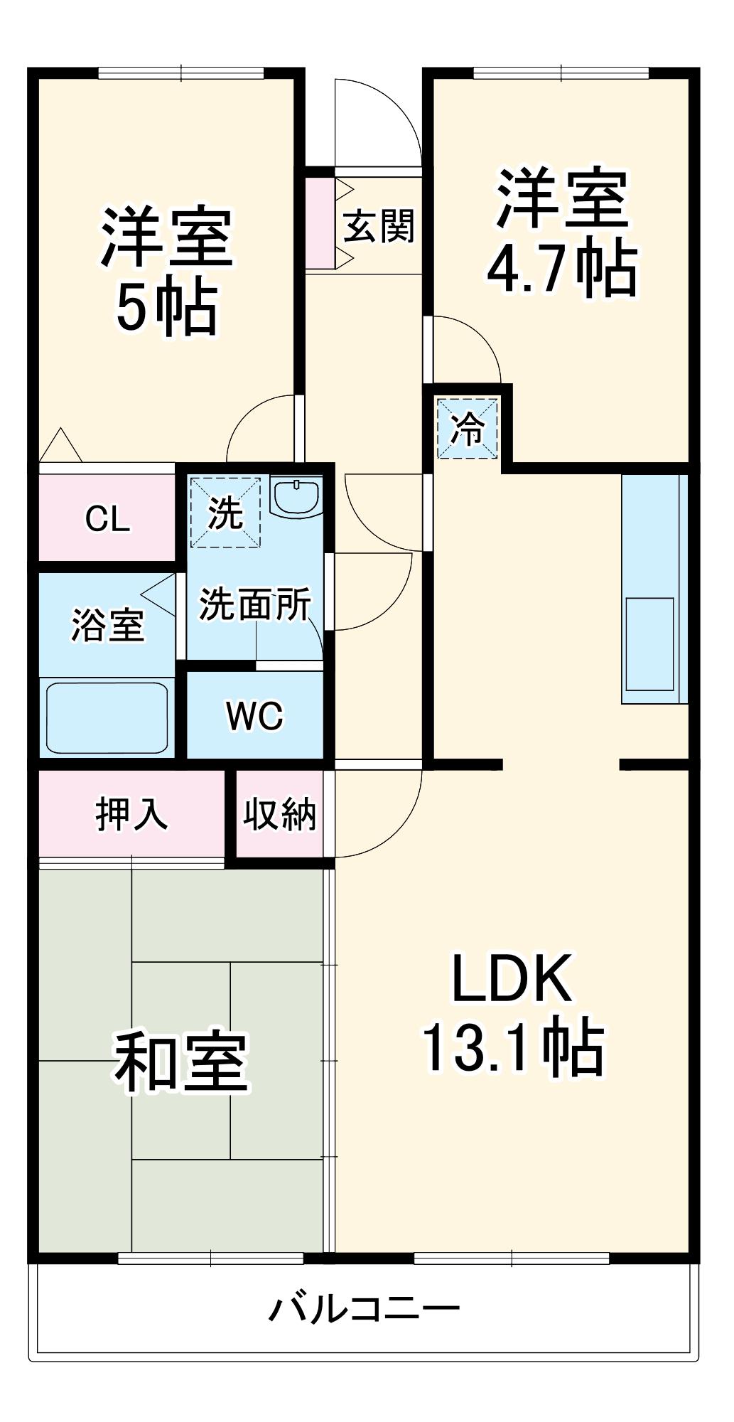 KSツイン・ボヌールⅡ(3LDK/2階)の間取り写真