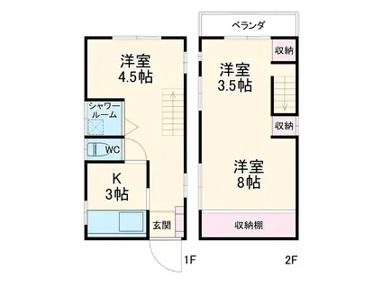 横浜市ブルーライン 弘明寺駅(横浜市営) 徒歩13分 2階建 築60年(3DK)の間取り写真