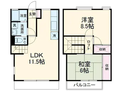 武蔵野線 南流山駅 徒歩15分 2階建 築41年(2LDK)の間取り写真
