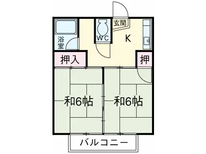 大屋コーポ(2K/2階)の間取り写真