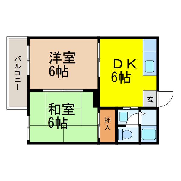 アベニューイズミ(2DK/2階)の間取り写真