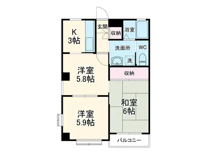 プリスティーヌ(3K/3階)の間取り写真