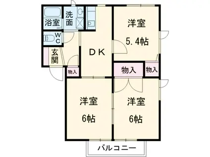リヴィエールA(3DK/2階)の間取り写真