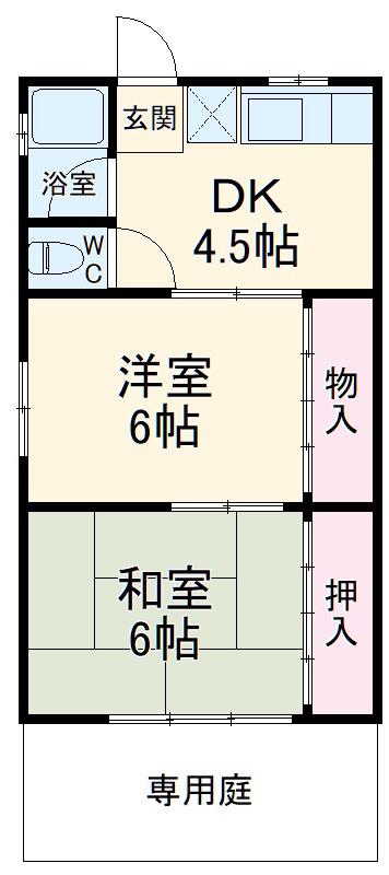 名鉄瀬戸線 三郷駅(愛知) 徒歩19分 1階建 築48年(2DK)の間取り写真
