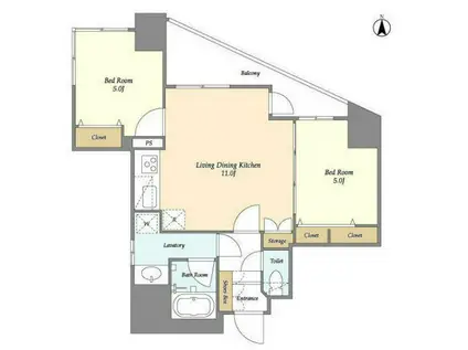 リバーレ芝公園(2LDK/13階)の間取り写真