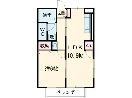 オレンジハイツ(1LDK/2階)の間取り写真