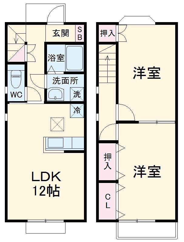VIVRE安賀(2LDK/1階)の間取り写真