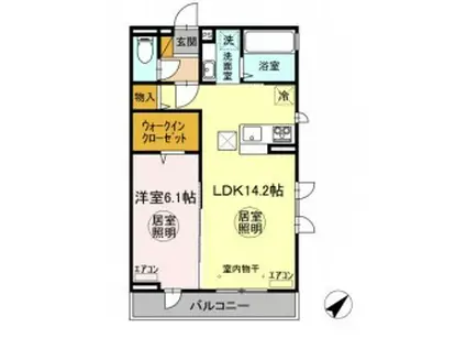 エースコート Ⅰ棟(1LDK/1階)の間取り写真