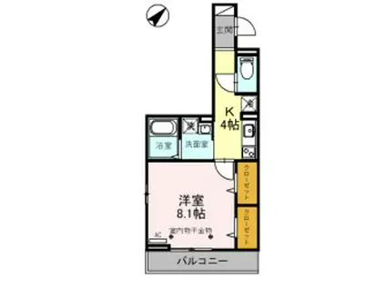 Tスクエア越ケ谷(1K/2階)の間取り写真