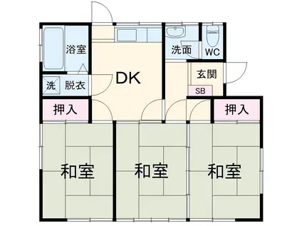 高崎線 桶川駅 徒歩16分 1階建 築52年(3DK)の間取り写真